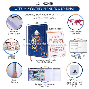12-Month Undated Weekly and Monthly Life Planner Journal